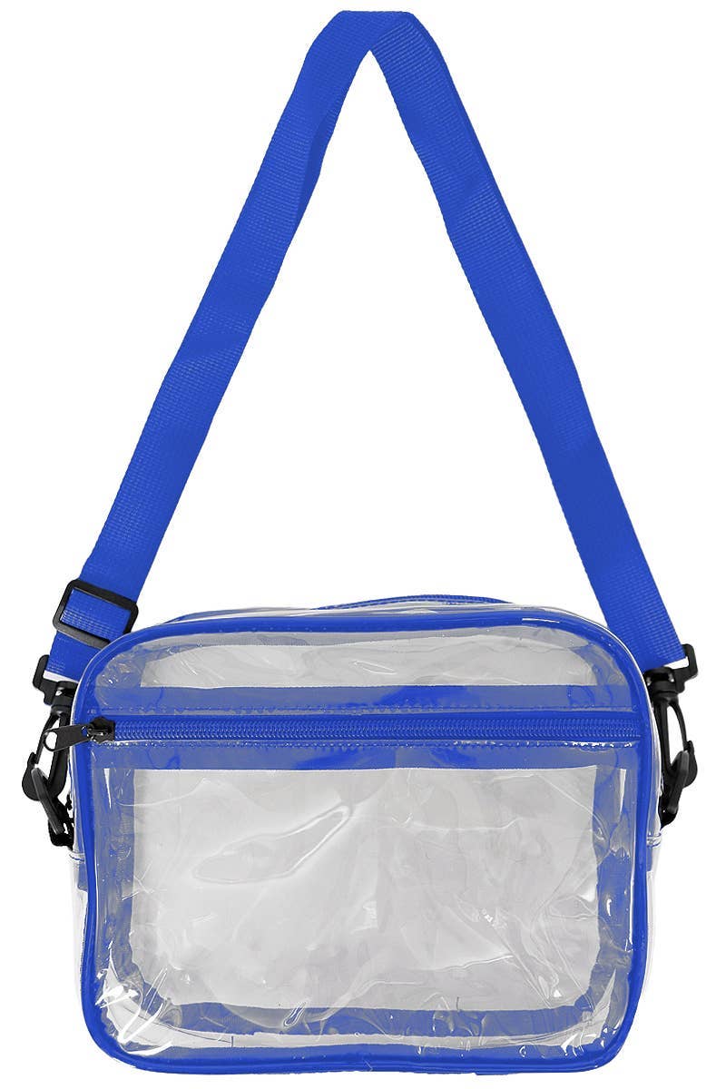 Clear Crossbody Messenger Travel Bag- Blue