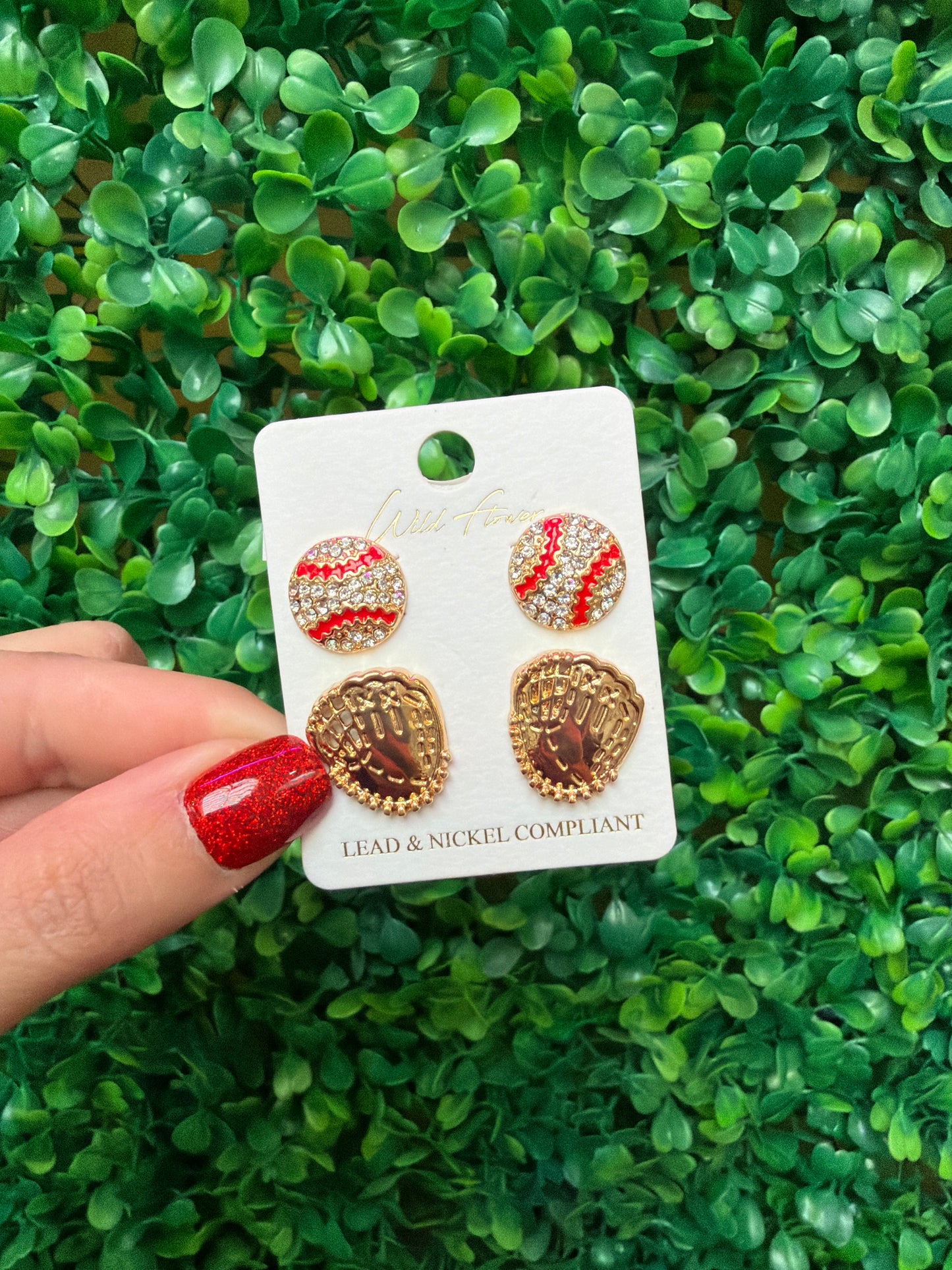 2pk Baseball Stud Earrings