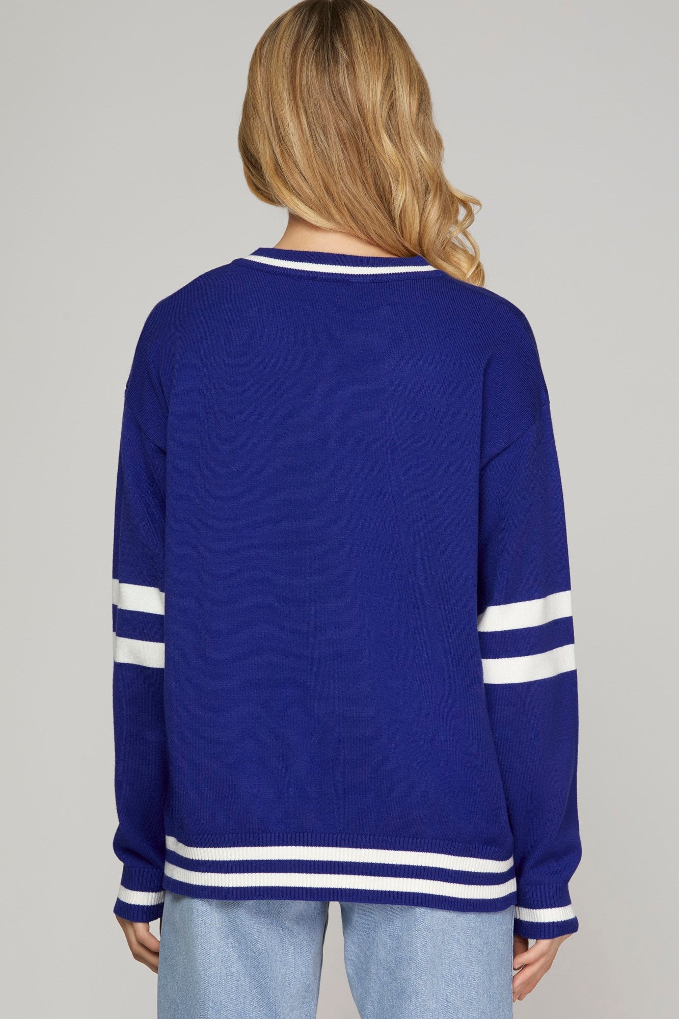 V-Neck Varsity Sweater Top