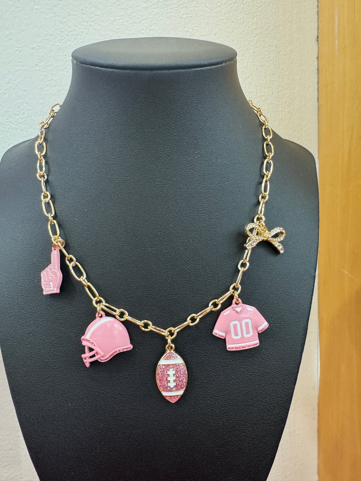 Pink Game Day Charm Necklace