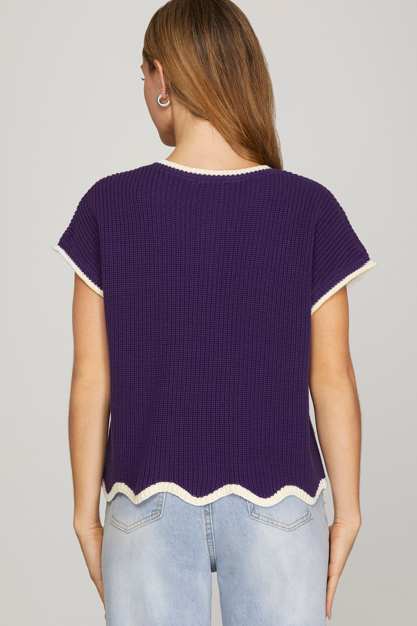 Casual Scallop Hem Sweater