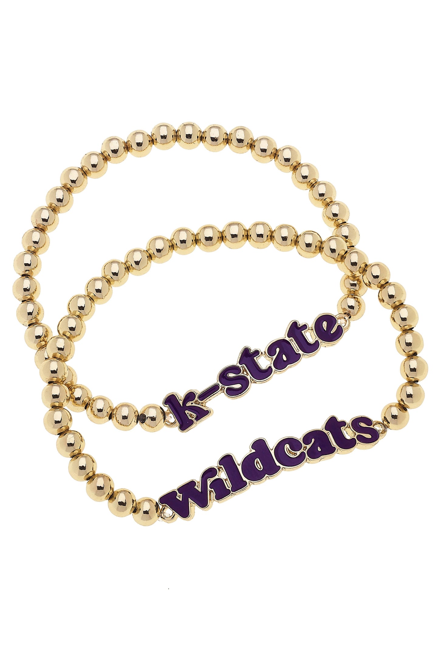 Kansas State Wildcats Slogan Ball Bead Bracelet Set of 2