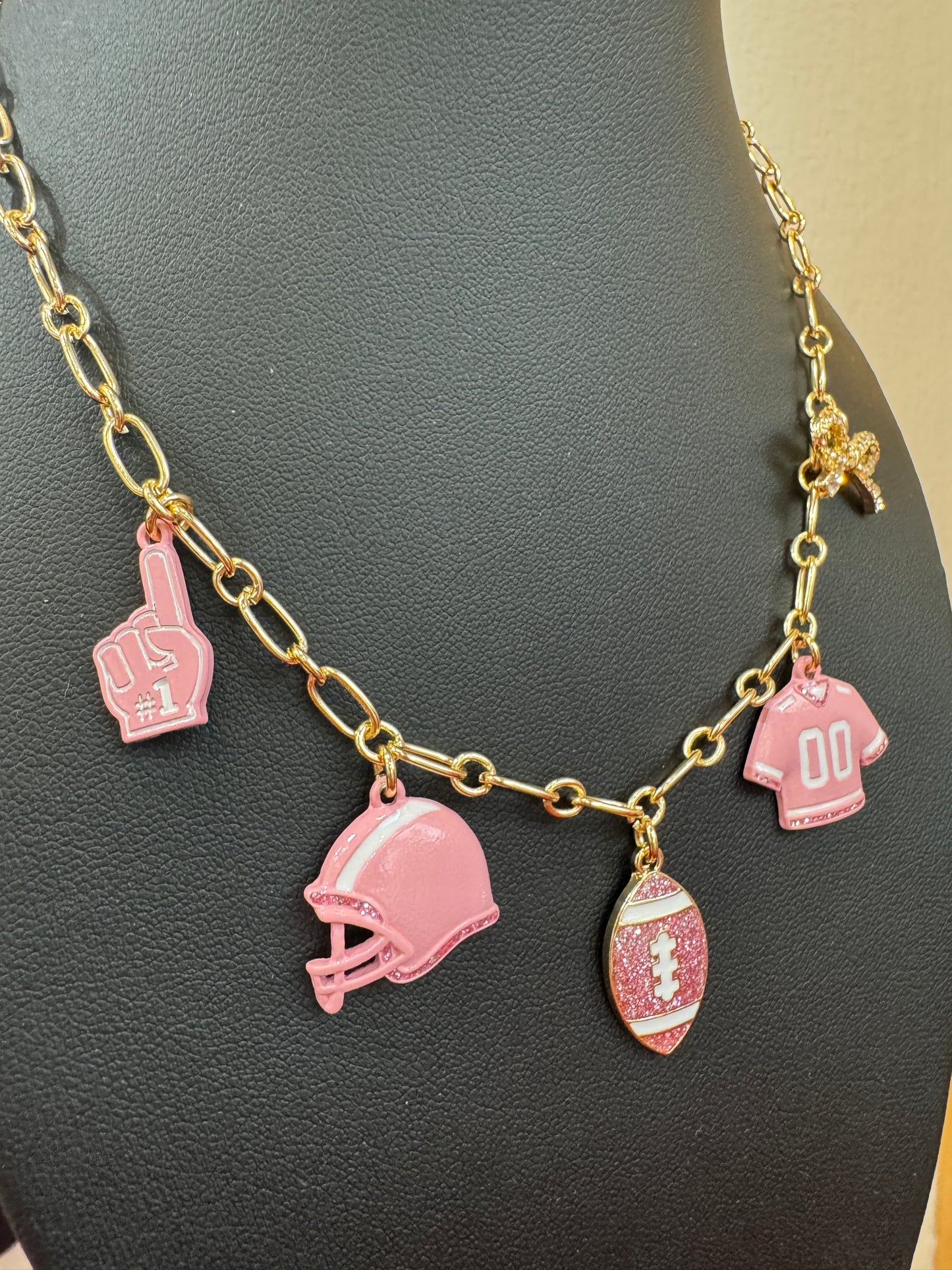 Pink Game Day Charm Necklace
