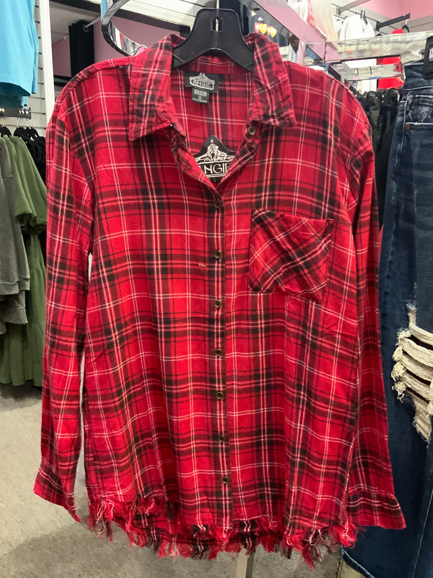 Flannel Fringe Hem Plaid