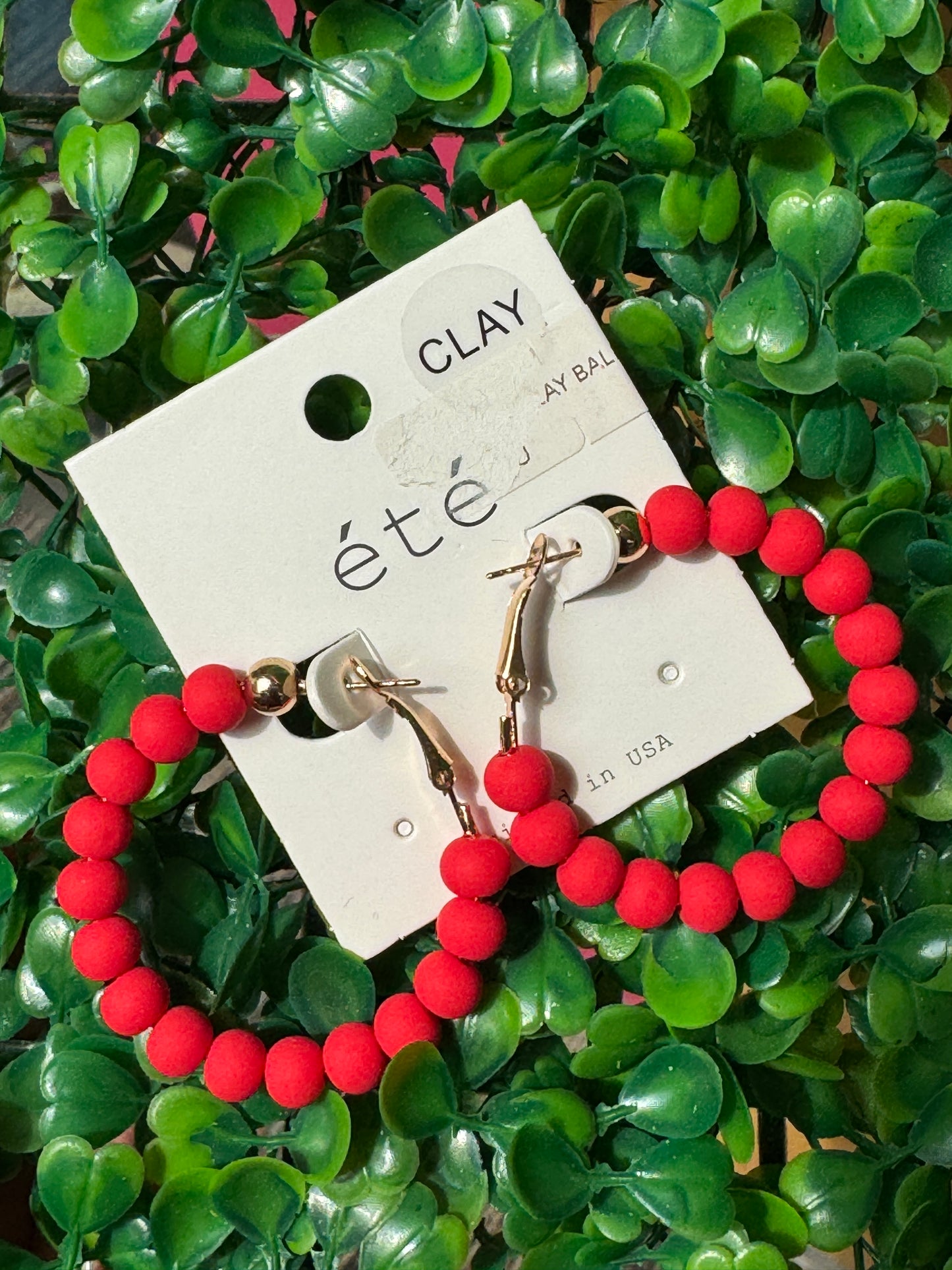 Red Clay Hoop Earrings