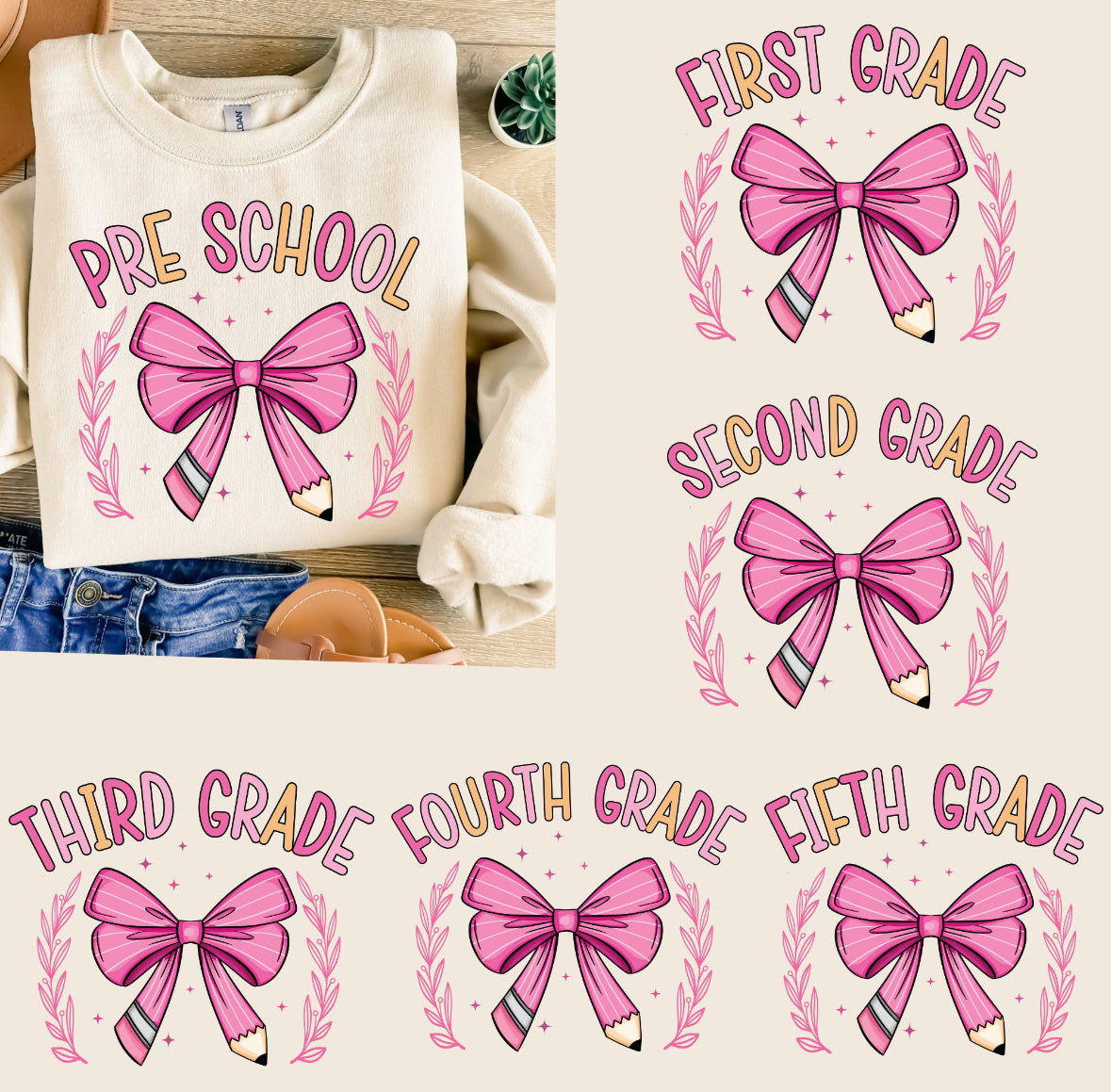 Pre-Order School Shirt Pink Bows