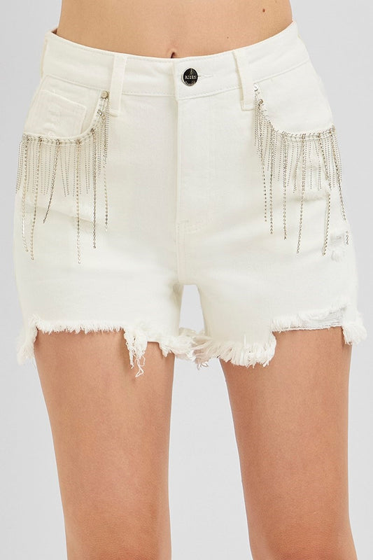 Risen High Rise Rhinestone Shorts