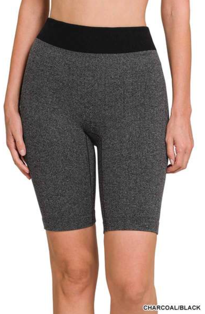*Zenana Ribbed Seamless Biker Shorts