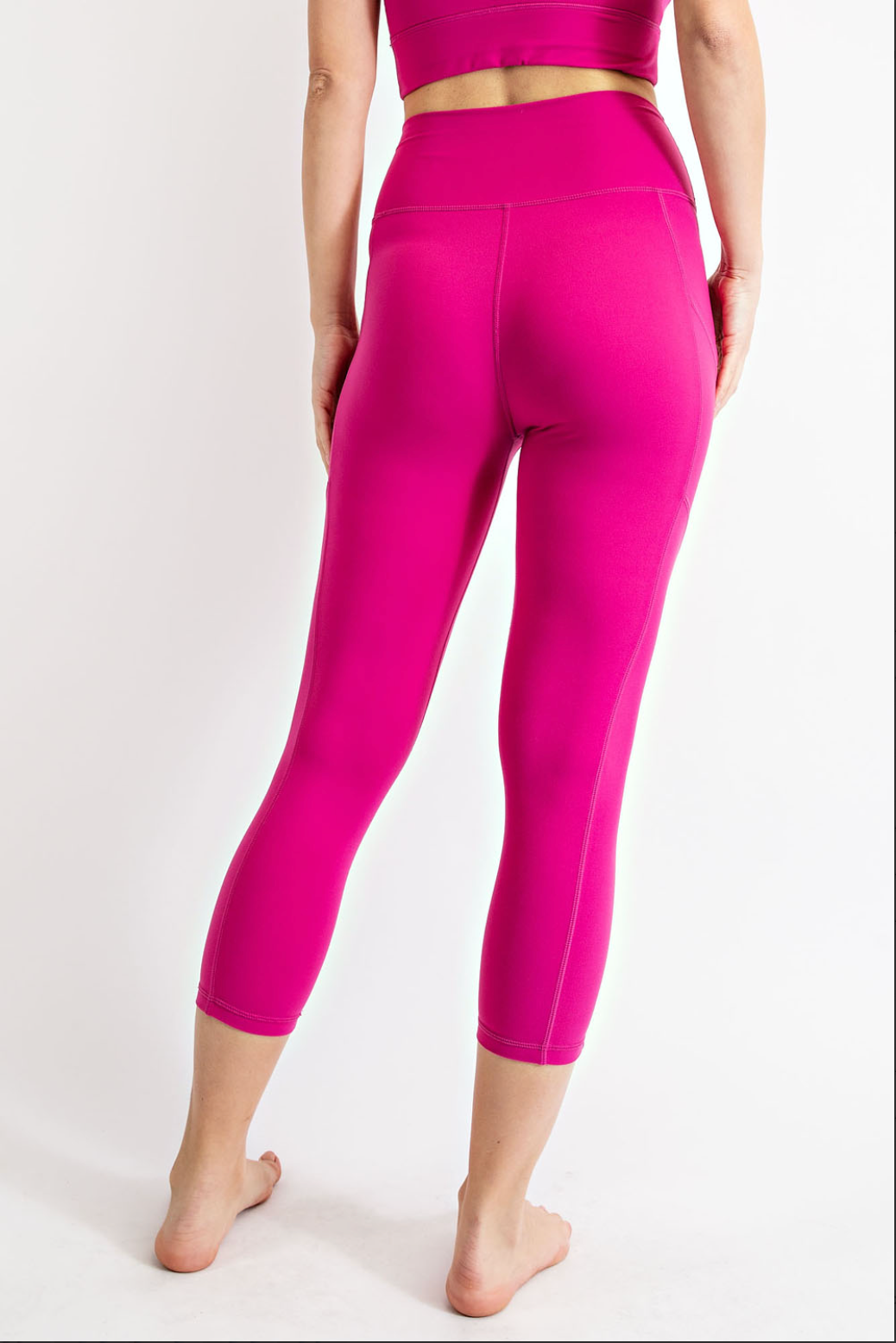 V Waist Capri Length Legging- Raspberry