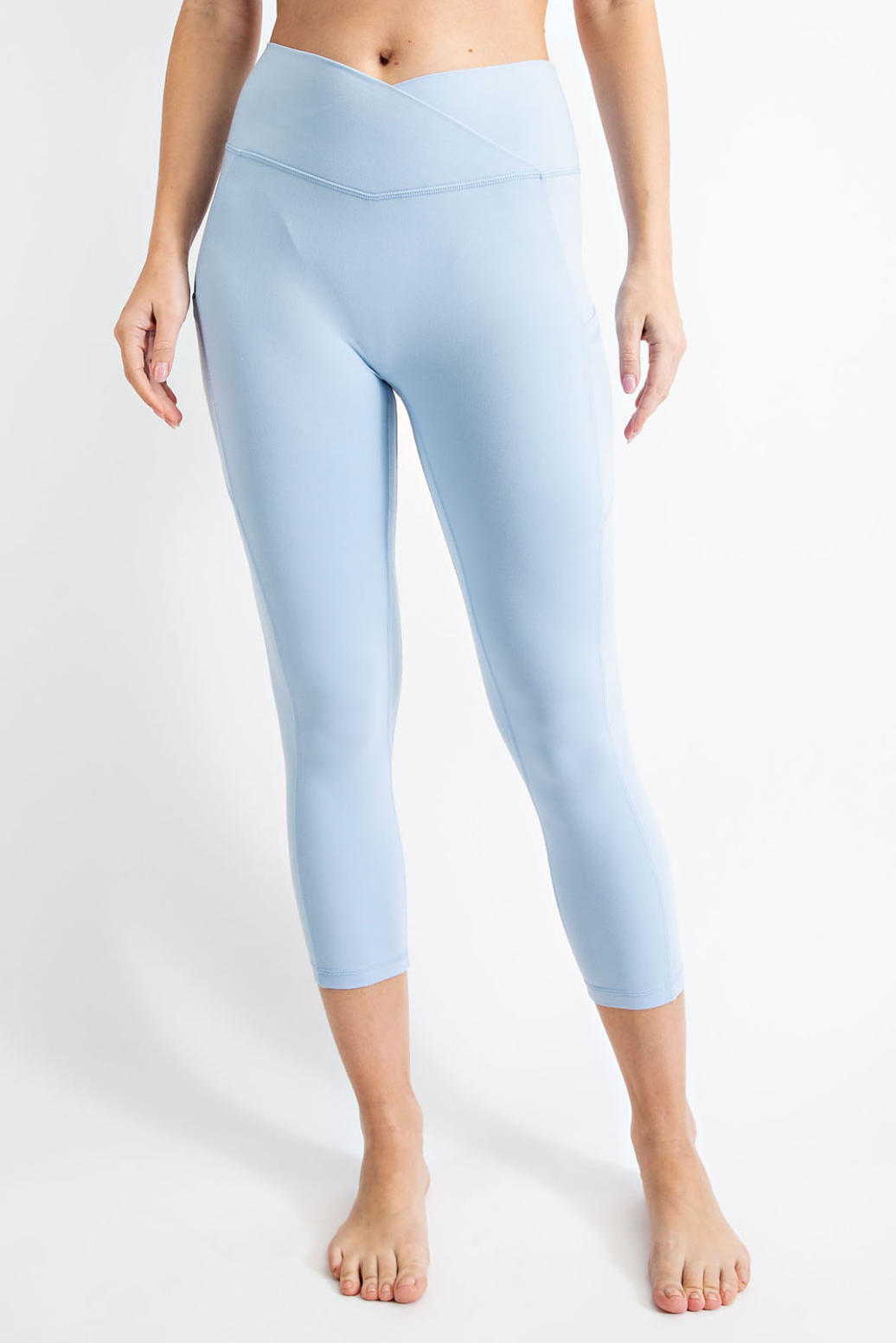 *V Waist Capri Length Legging- Baby Blue
