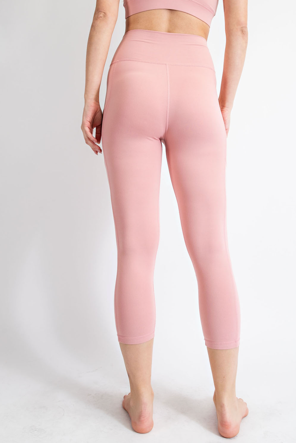 V Waist Capri Length Legging- Pink