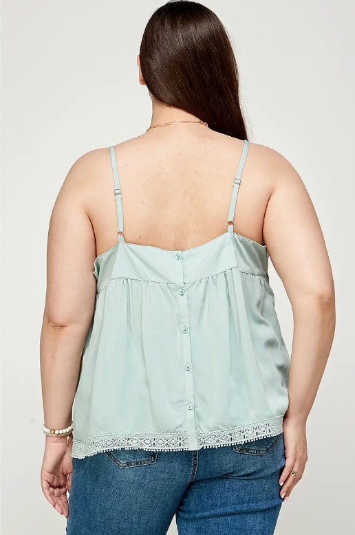 Crochet Lace Trimmed Cami Top