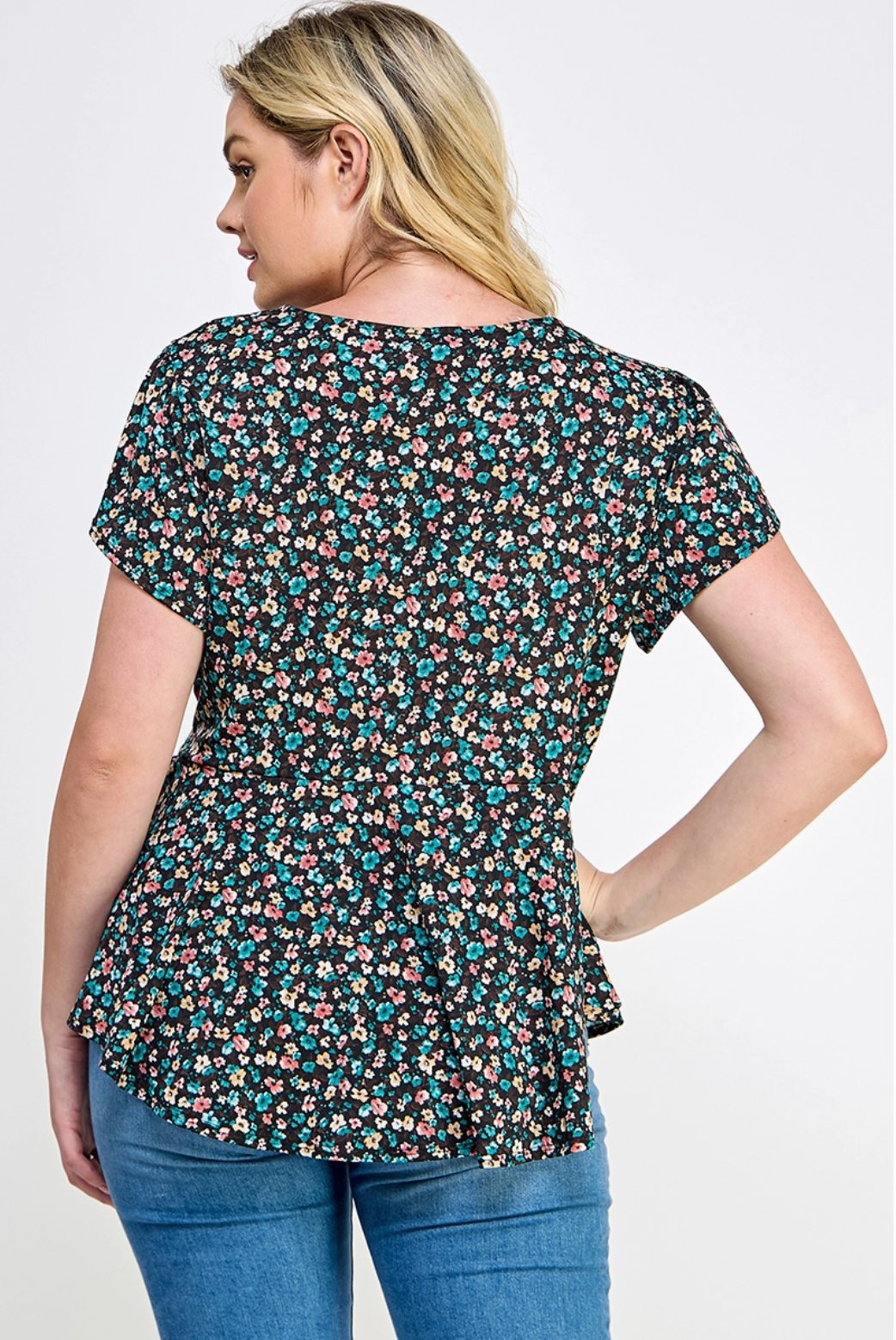 Ditsy Ruffle Wrap Top