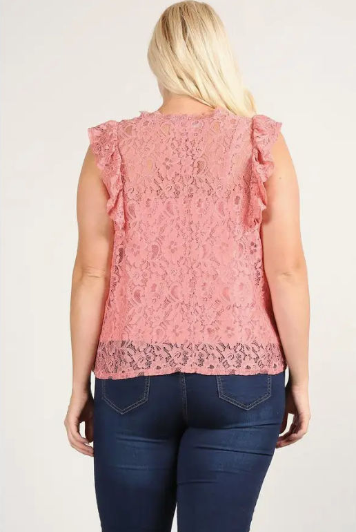 *Lace Ruffle Trim Top