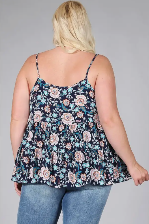 *Floral Paisley Print Ruffle Cami