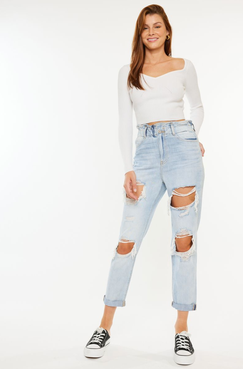 *Kancan Light Wash Mom Jeans