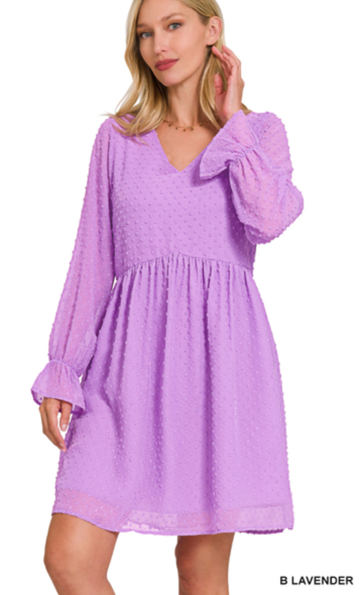 *Spring Sheer Long Sleeve Dress