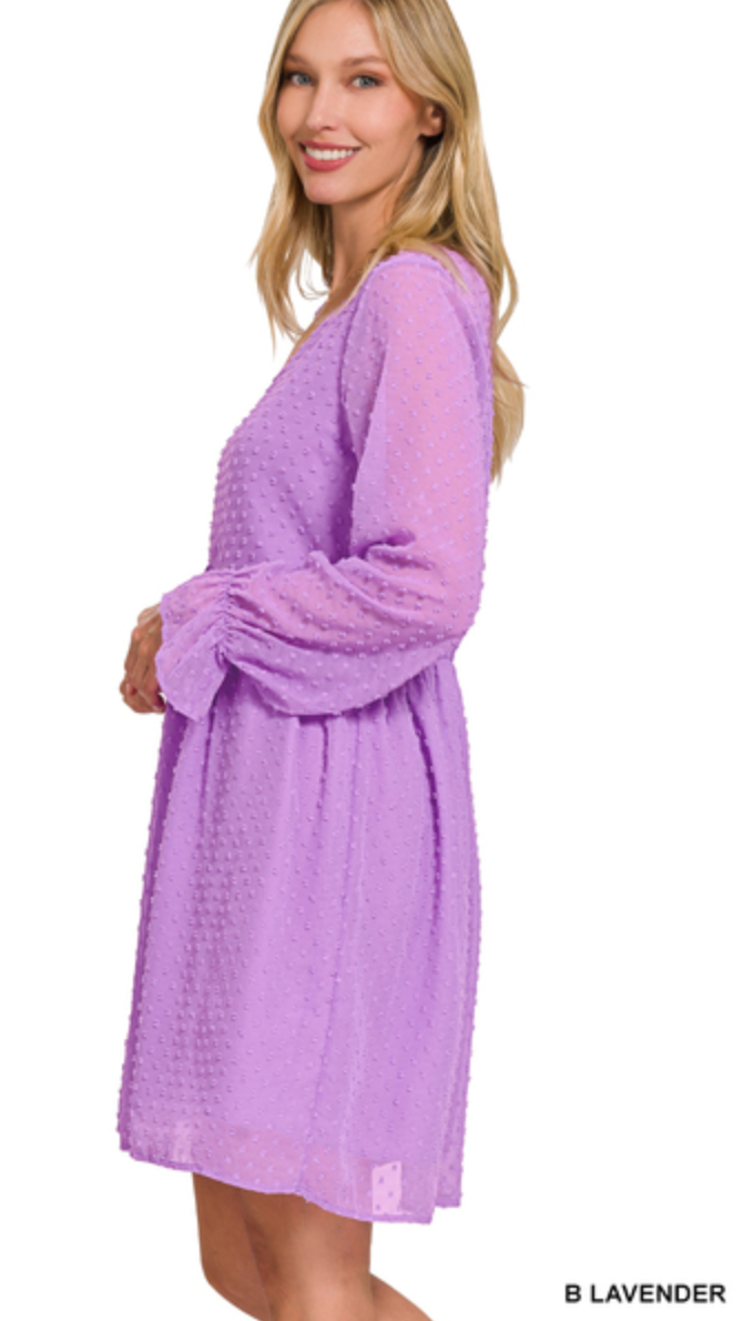 *Spring Sheer Long Sleeve Dress