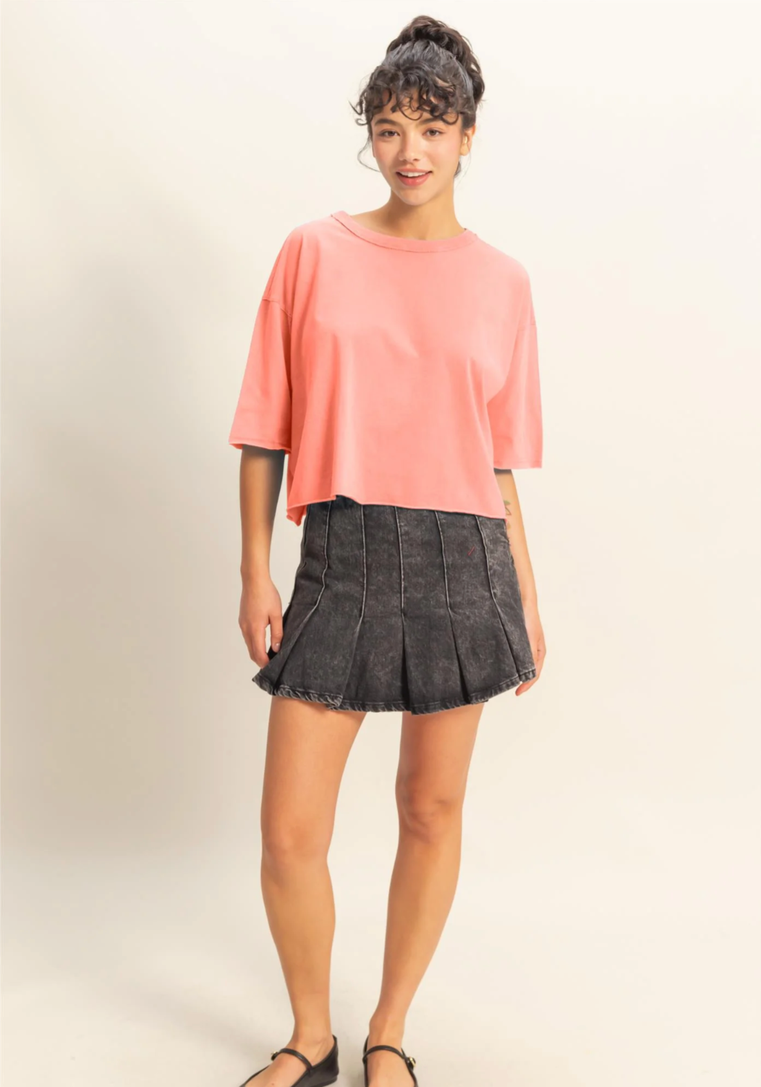 *Drop Shoulder Crew Neck Wide Fit Tee
