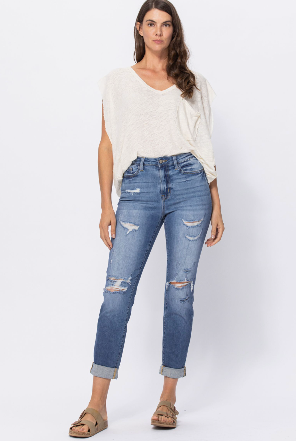 *Renee High Waist Boyfriend Judy Blue Jeans