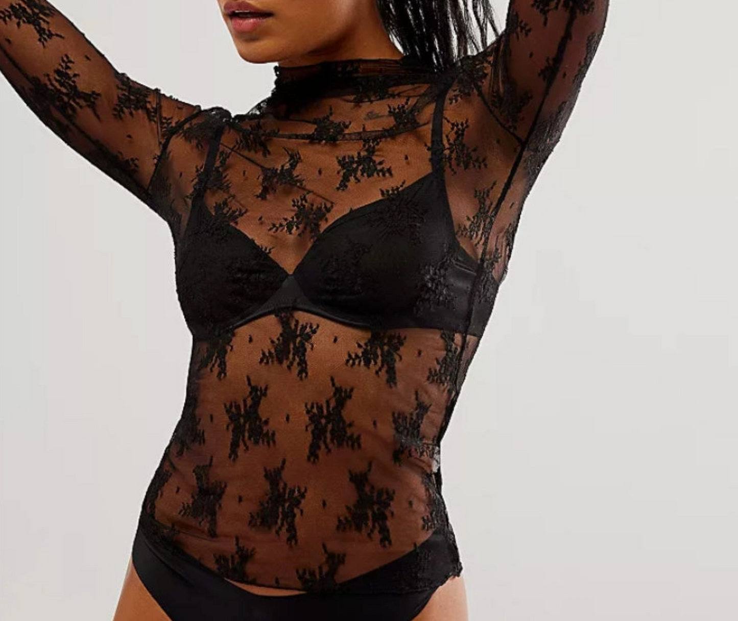 Luxe Sheer Layering Top- Black