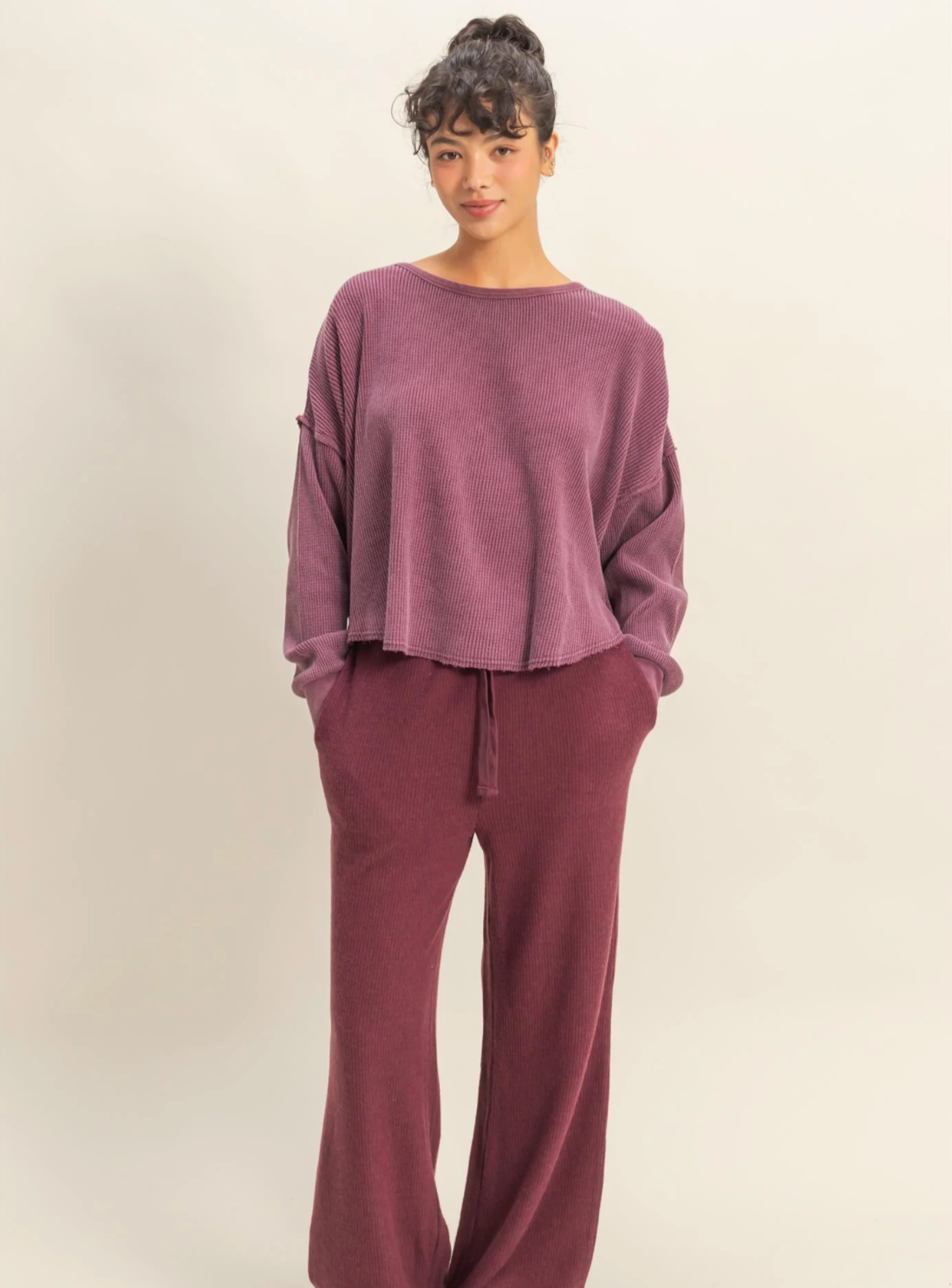 Mineral Wash Waffle Knit Top