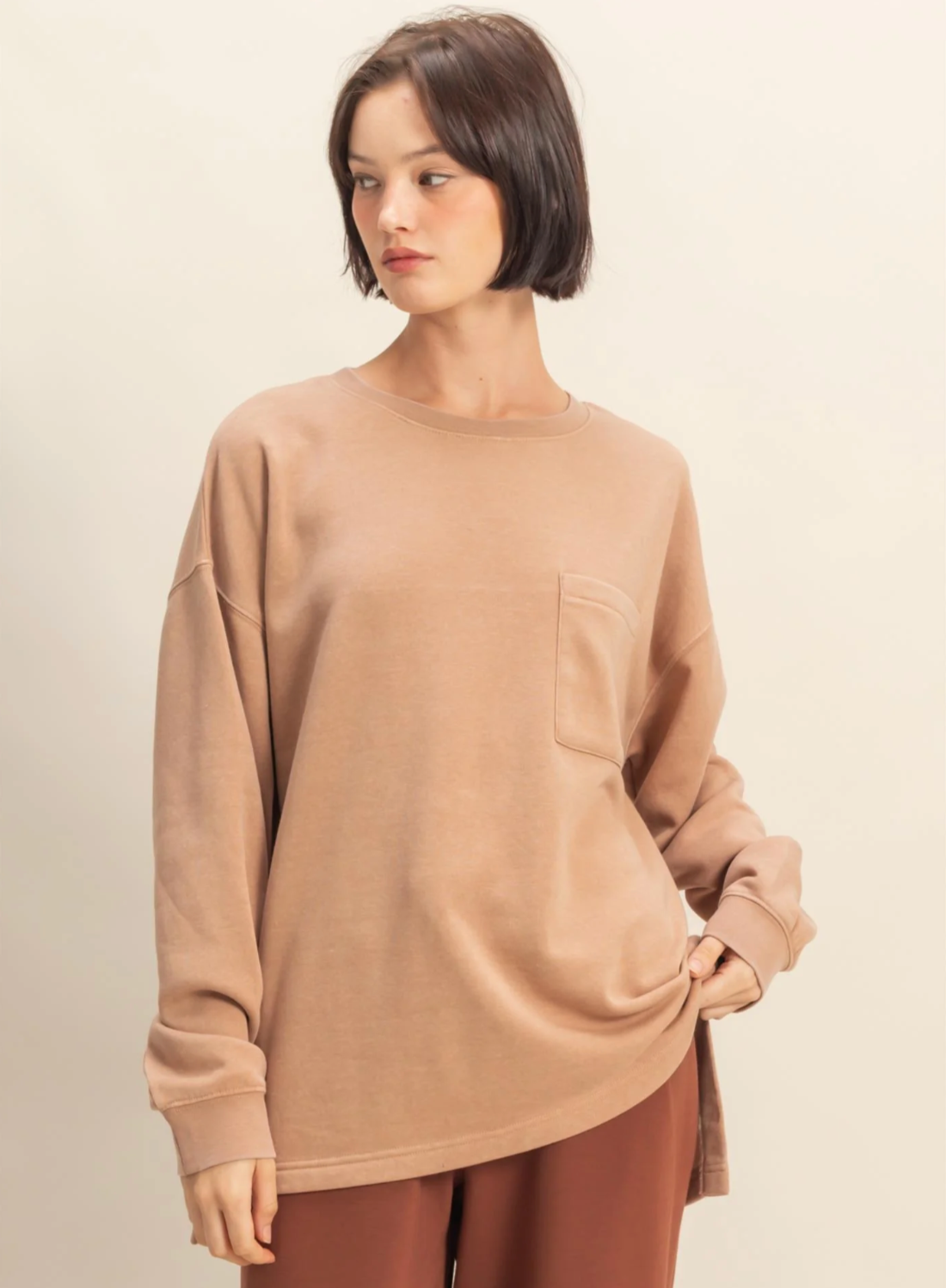 Basic Crewneck Pocket Sweatshirt