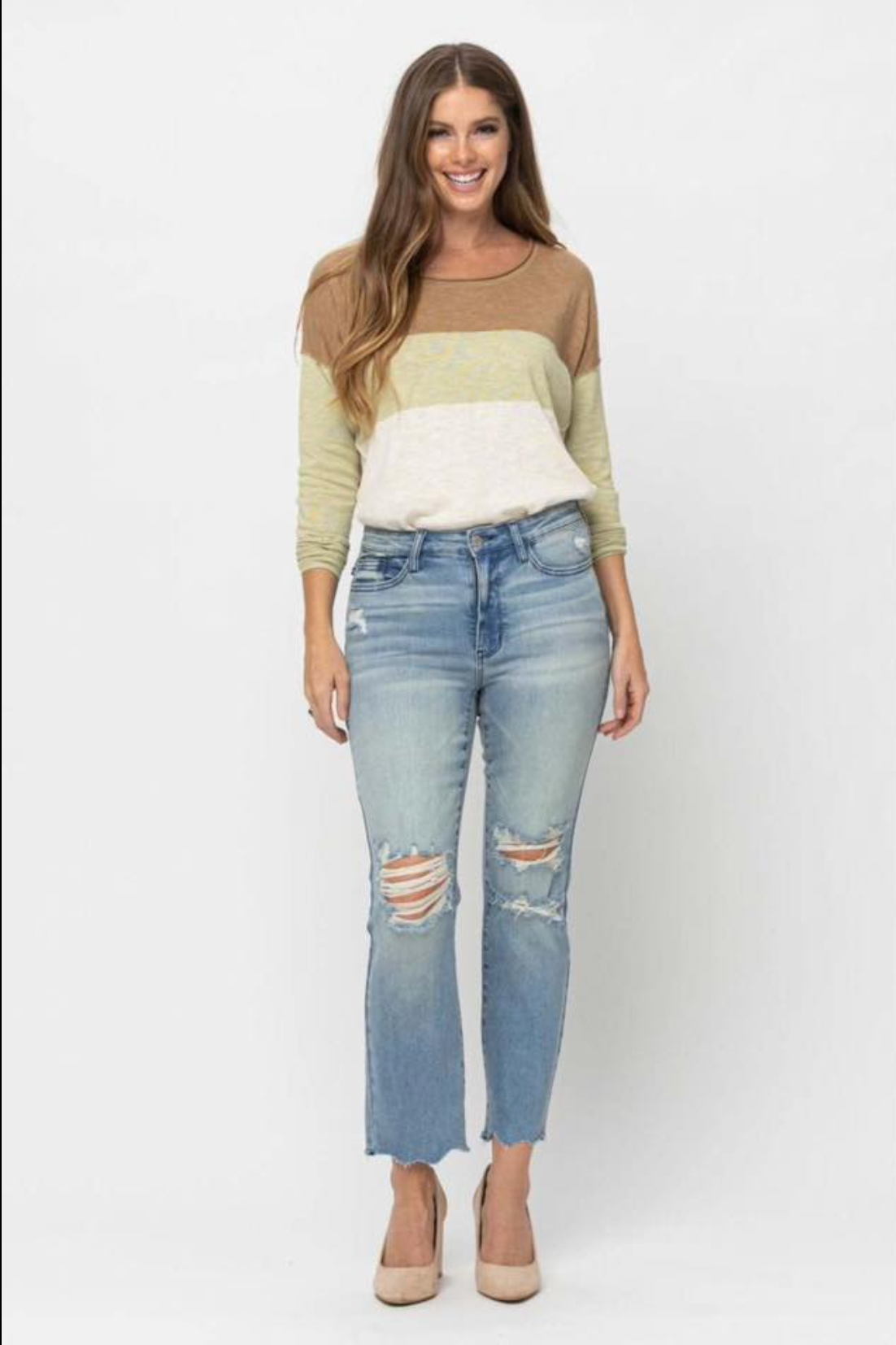 AnneBelle Mid Rise Straight Cropped Judy Blue Jeans
