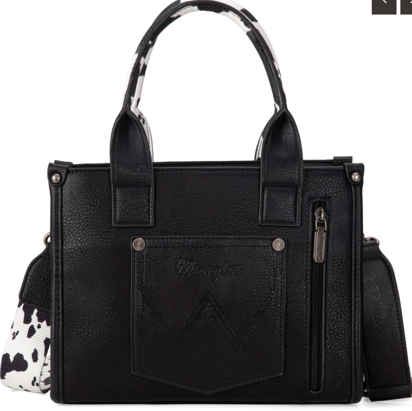 Wrangler Cow Print Concealed Carry Tote/Crossbody - Black