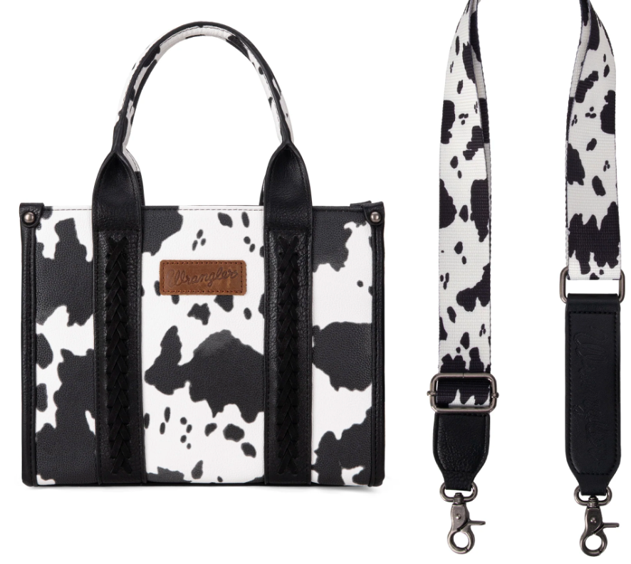 Wrangler Cow Print Concealed Carry Tote/Crossbody - Black