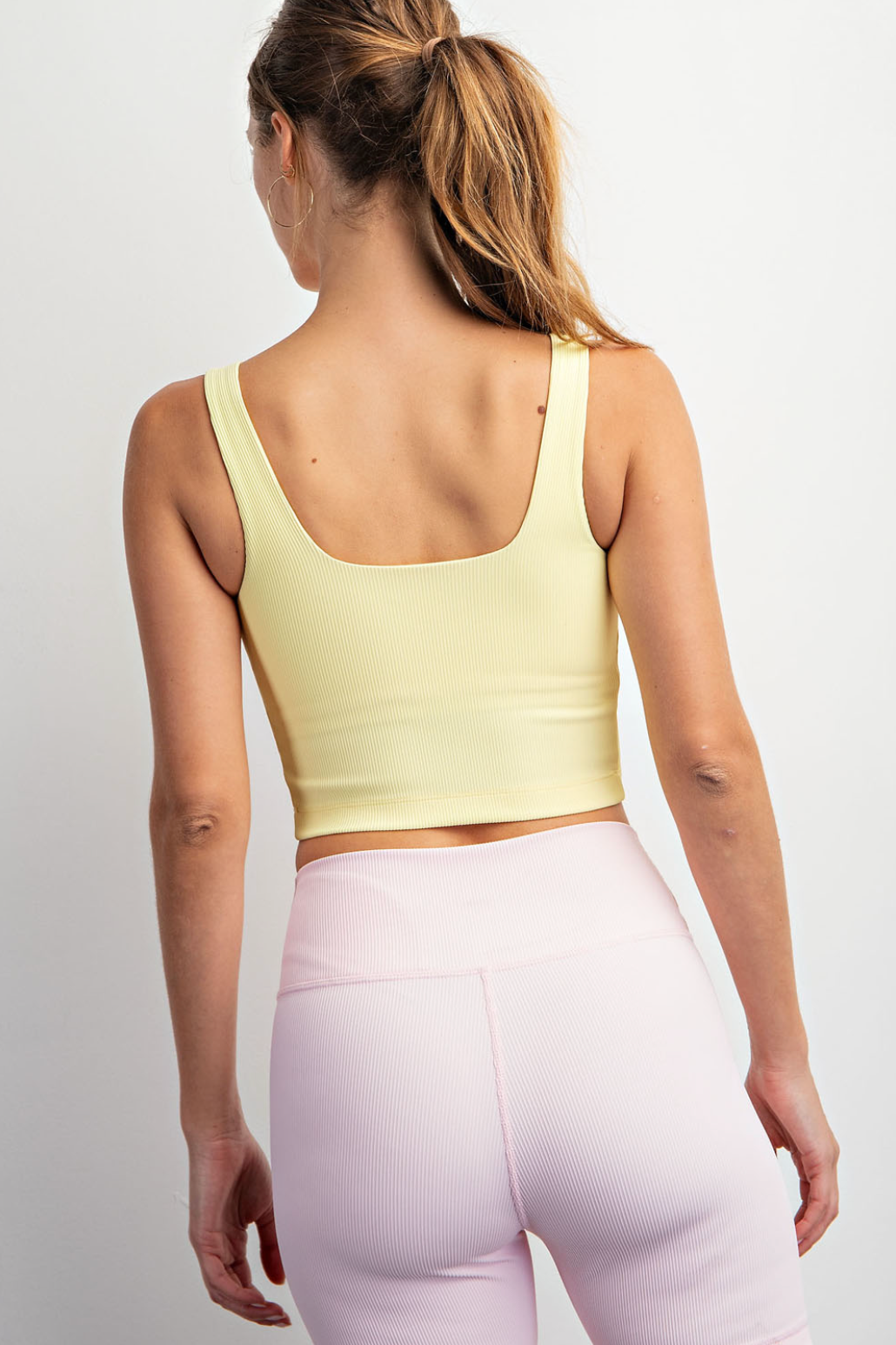 Nylon Rib Square Neck Crop Top