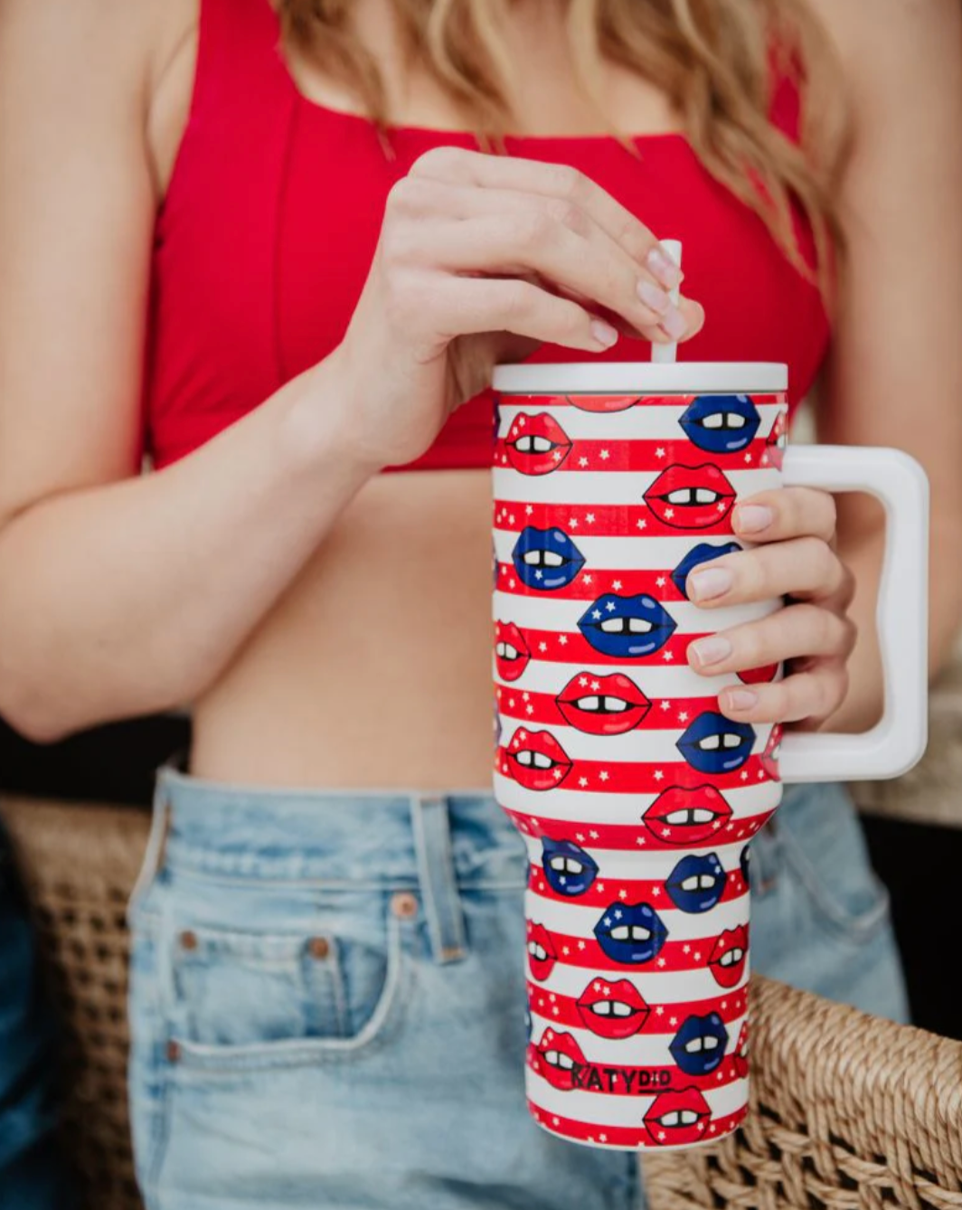 American Flag/Lips 38oz Tumbler