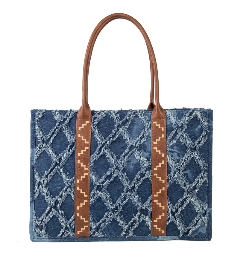 Wrangler Ladies Frayed Fringe Denim Tote Bag