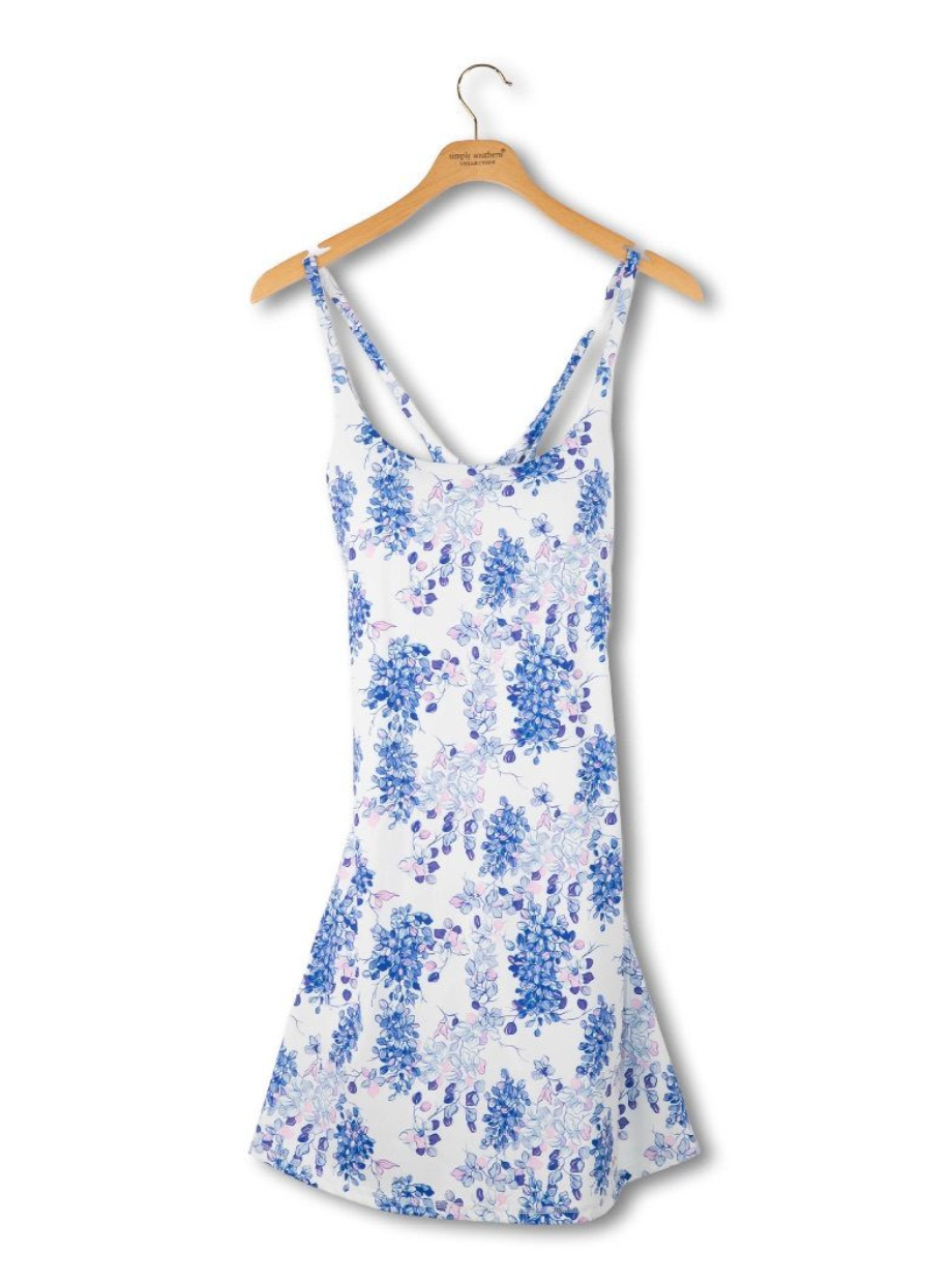 Blue Floral Tank Dress with Pockets