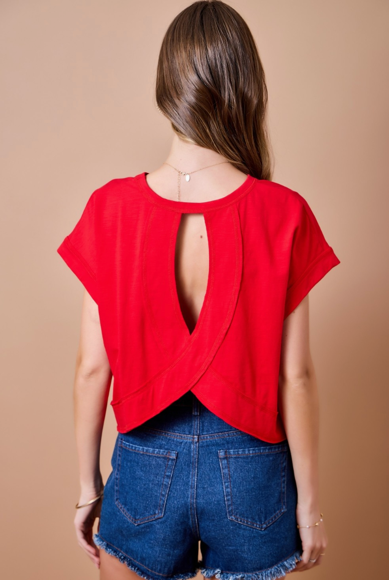 Crimson Cutout Top