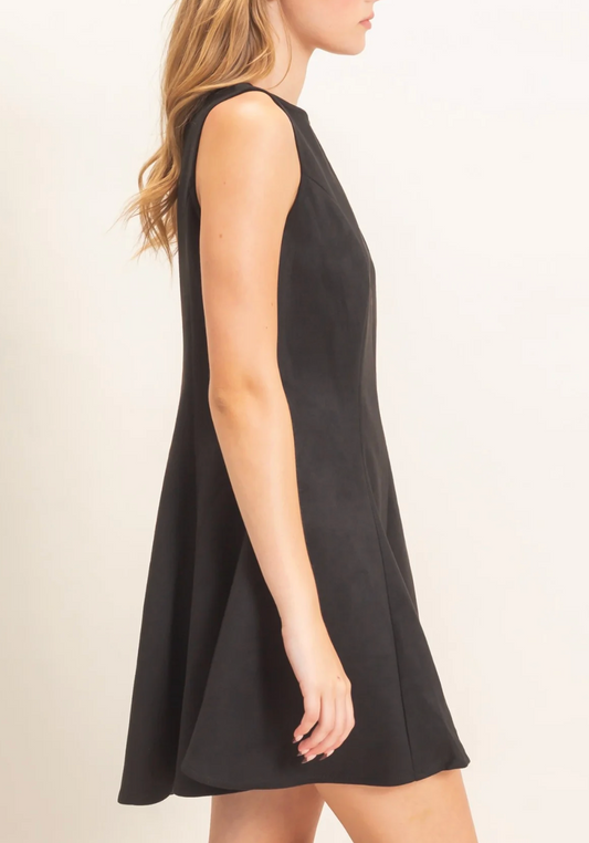 Sleeveless Suede Mini Dress