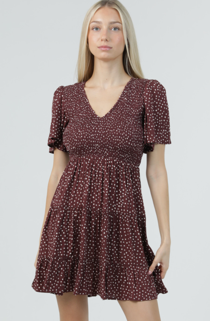 Polka Dot Flutter Sleeve Dress