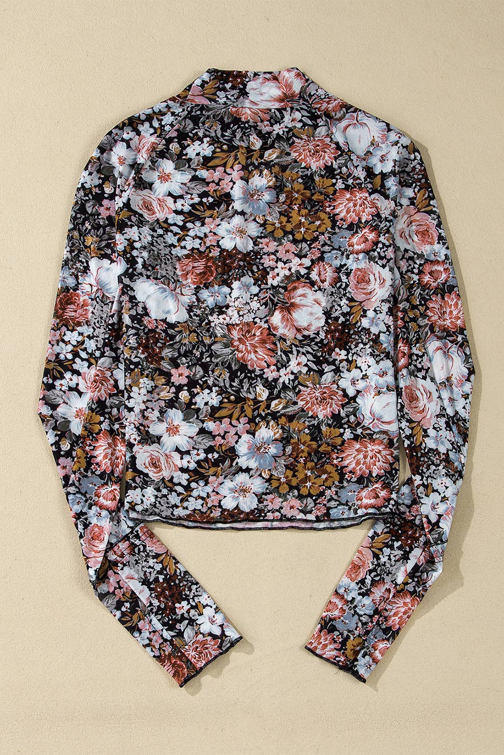 Floral Long Sleeve Mesh Top