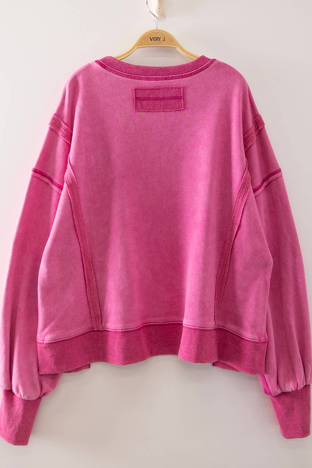 Vintage Washed Sweatshirt- Hot Pink