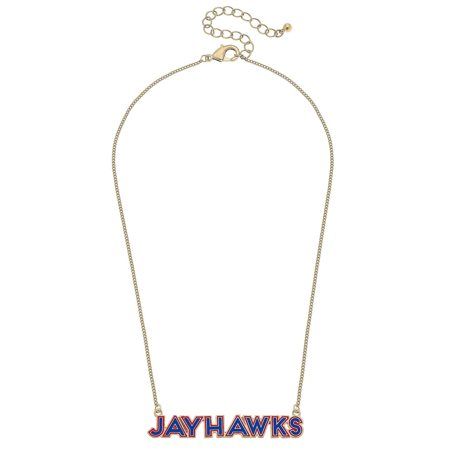 Kansas Jayhawks Outline Enamel Necklace in Blue/Red