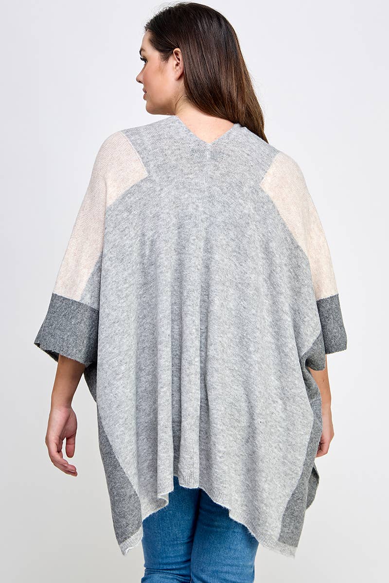Plus Size Cardigan Colorblock Knit