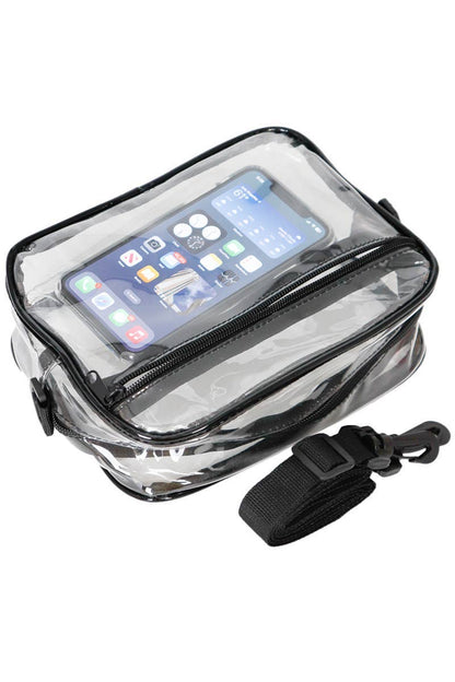 Clear Crossbody Messenger Travel Bag-Black