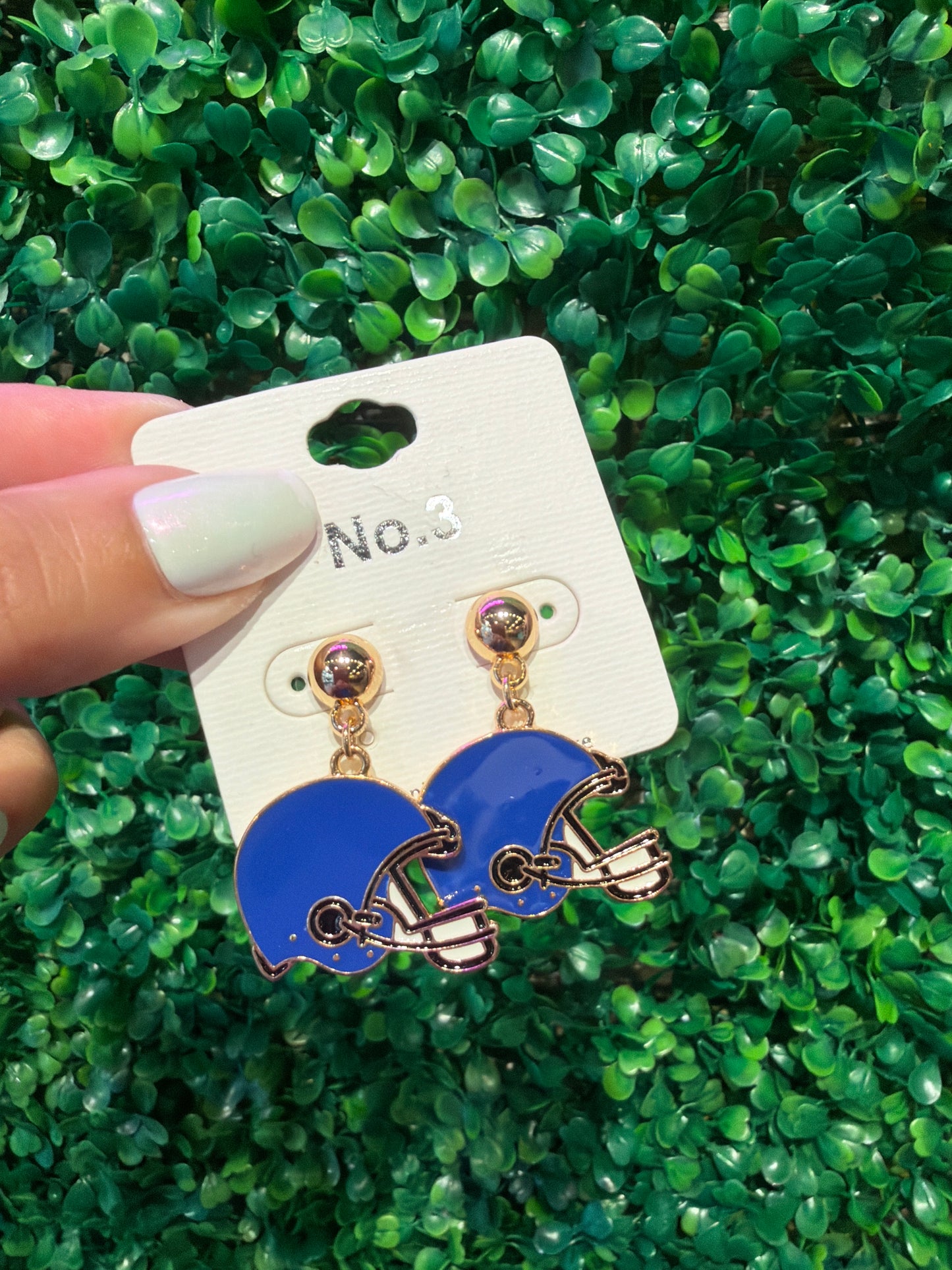Blue Helmet Earrings