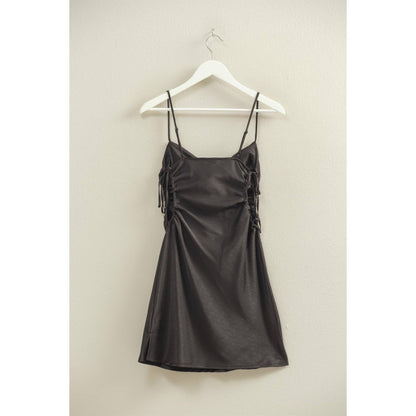 Satin Ruched Side Cutout Mini Dress