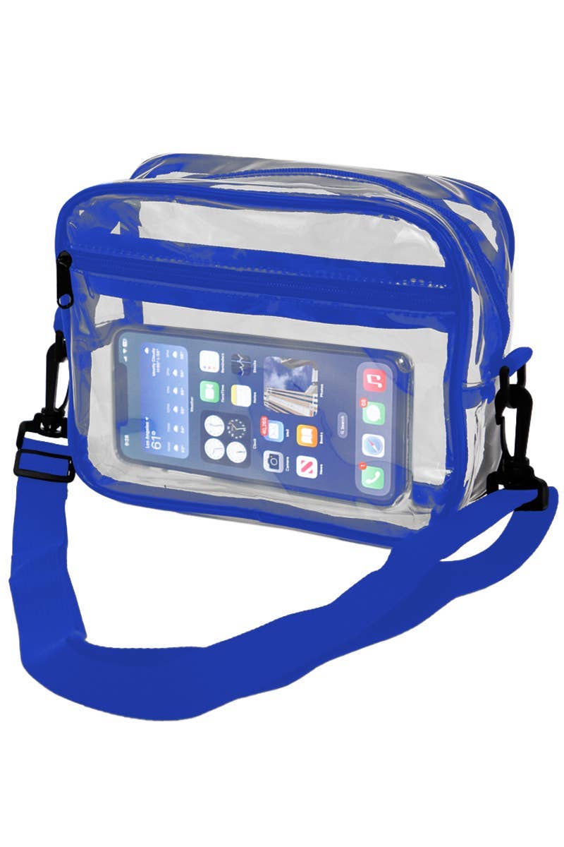 Clear Crossbody Messenger Travel Bag- Blue