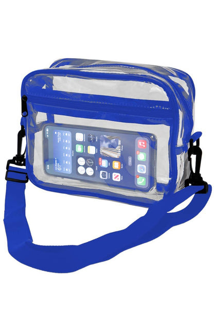 Clear Crossbody Messenger Travel Bag- Blue