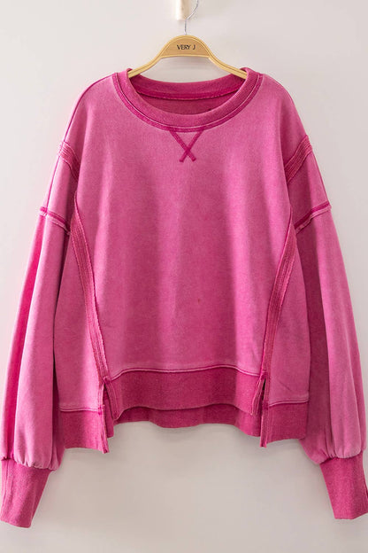 Vintage Washed Sweatshirt- Hot Pink