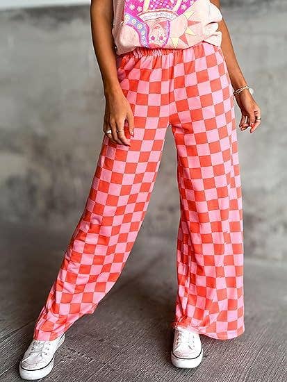 Checkered Wide Leg Pants