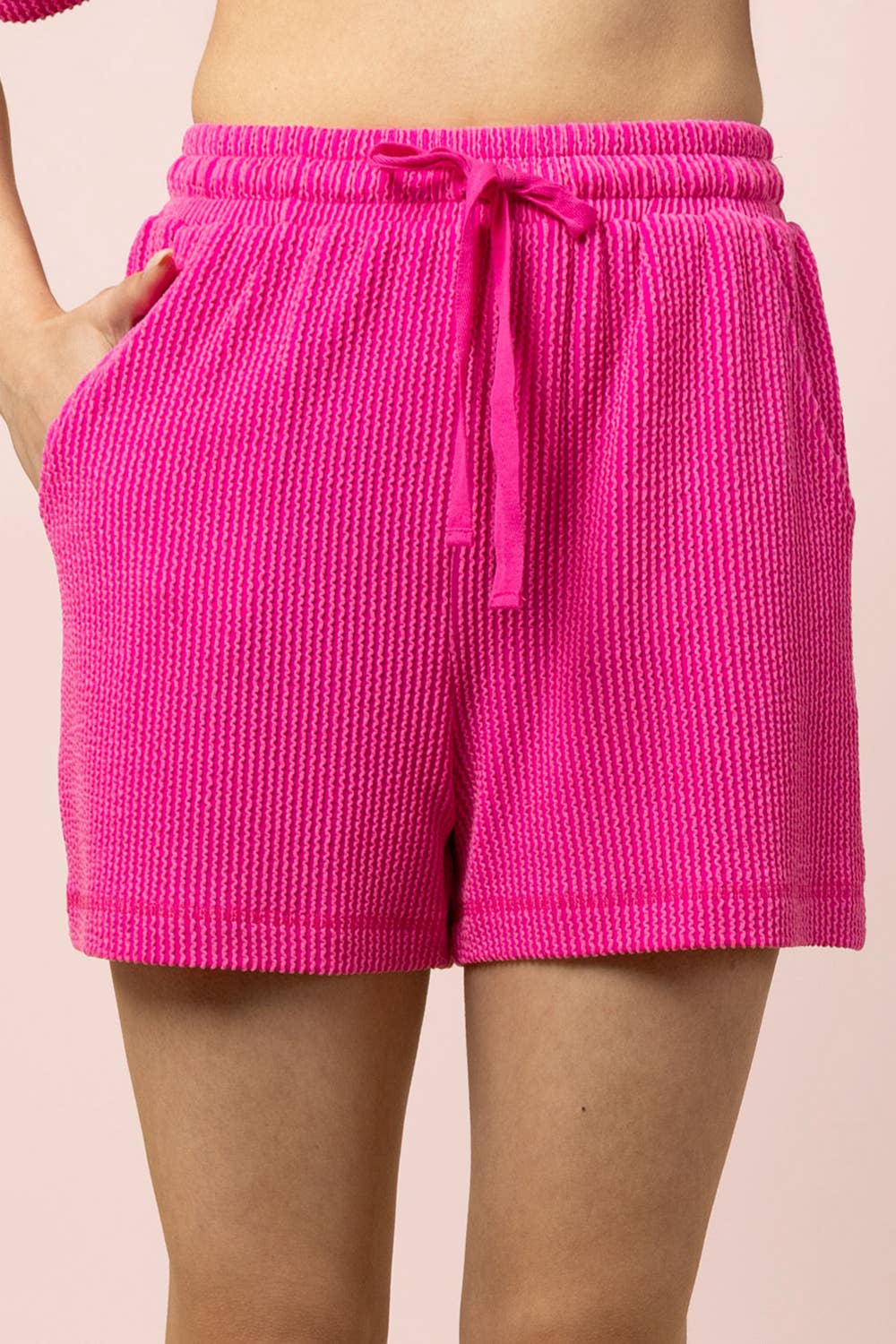 NT12686SET-Ribbed Knit Comfy Top & Shorts Set: OAT / S-M-L/2-2-2