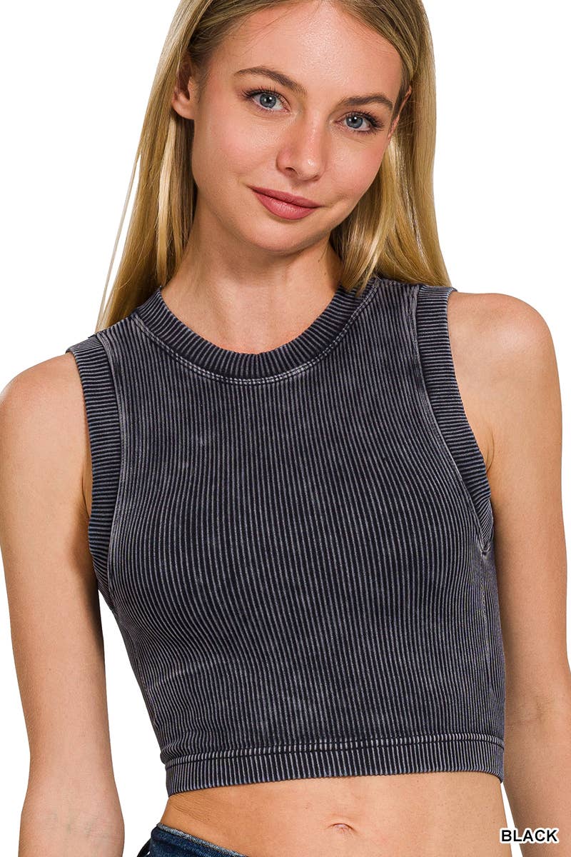 `Washed Seamless Tank Top - Zenana: ASH GREY-154463 / L/XL